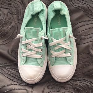 Lace mint green size us 7 converse